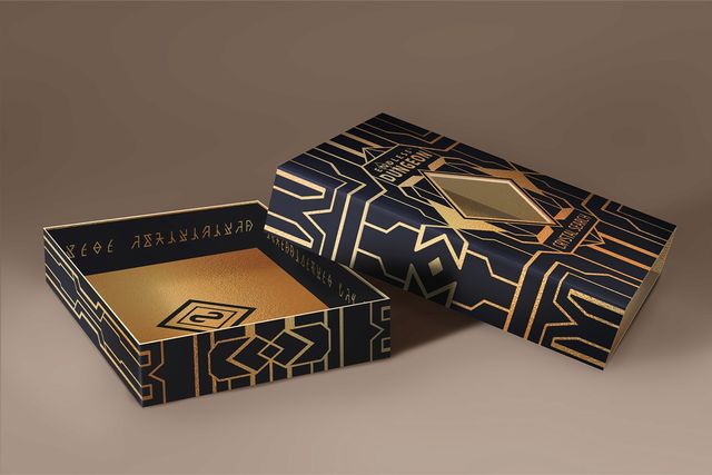 Open packaging showing the golden interior