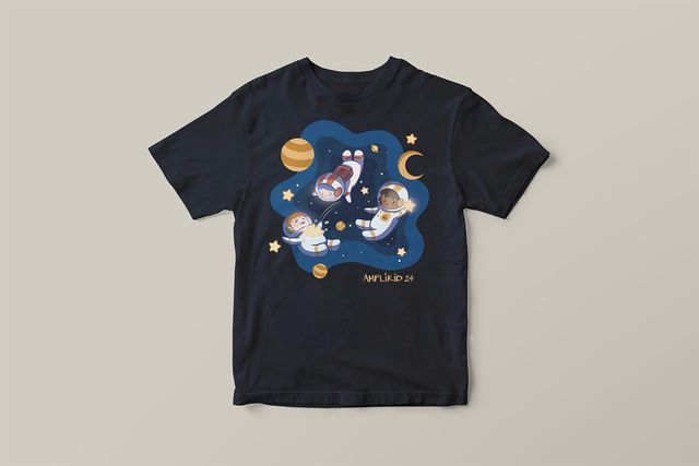 Galactic Snowballs printed on a T-shirt